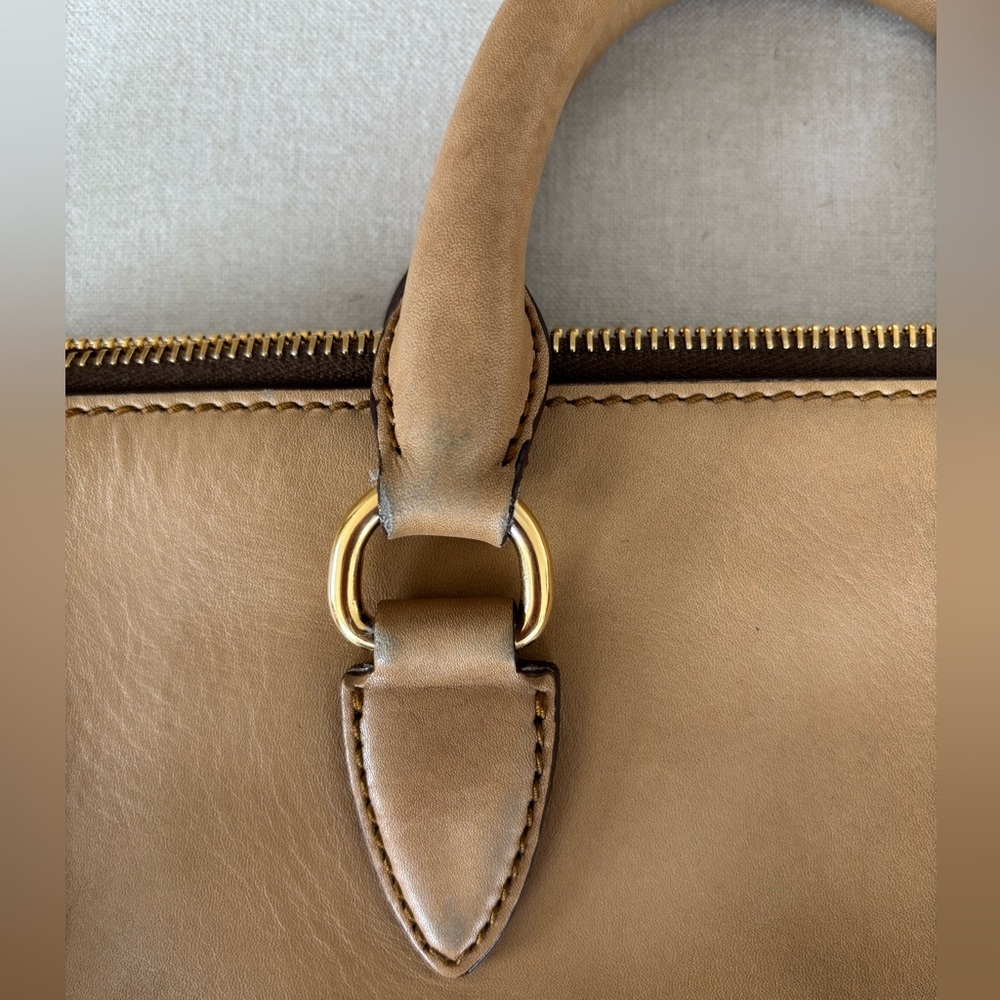 Miu Miu foldover crossbody vitello leather bag tan beige - Picture 9 of 16